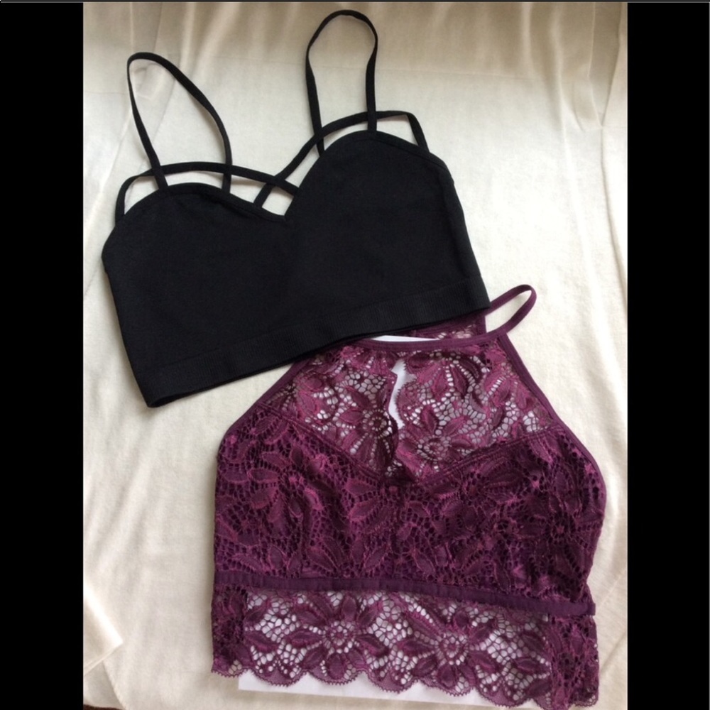 NWOT 2 Zenana bralettes sz S ZENANA OUTFITTERS BLACK & PLUM